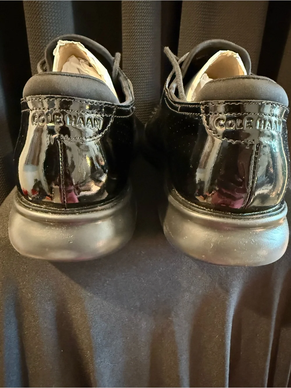Cole Haan Glossy Black Patent Leather Oxford Sneakers